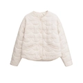 Detail shot of a minimalist cream-colored quilted jacket featuring unique bow pattern textures - XS / White