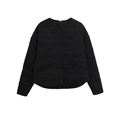 Women's minimalist black quilted cotton jacket with wave stitching and button closure - XS / Black
