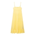 Sleeveless yellow tiered maxi dress with thin straps and a flowy A-line summer silhouette - XS / Yellow