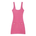 Vestido corto sin mangas rosa fucsia con textura gofrada y botones dorados - S / Rosa