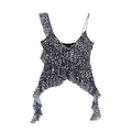 Gepunktetes Mesh-Top für Damen mit Rüschenschichten und asymmetrischem Saum für den Sommer - S / Schwarz