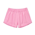 Pantaloncini da donna in popeline a righe bianche e rosa con vita elasticizzata - S / Rosa