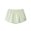 Pantaloncini in popeline verde menta a righe blu navy con vita elastica da donna - S / Verde