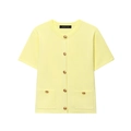 Cardigan in maglia a maniche corte giallo chiaro con bottoni dorati decorativi - S / Giallo