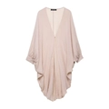 Lockere rosa Ramie-Kimono-Strickjacke mit Fledermausärmeln und V-Ausschnitt - Einheitsgröße / Rosa