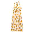 Vestido blanco halter con estampado de naranjas y botones en la parte frontal - XS / Blanco Estampado Naranja