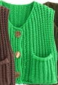 Thick knit sleeveless vest with gold buttons in green, brown, and dark green colors - Light Green