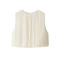 Top corto sin mangas en color blanco crema con textura plisada para mujer - S / Blanco Roto
