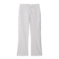 Detailed view of high-waist white trousers with black polka dots and smooth fabric - XS / White Pants