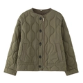 Detailansicht der olivgrünen Steppjacke mit Zwiebelsteppung und seitlichem Reißverschluss - XS / Armeegrün