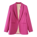 Blazer da donna magenta con collo a scialle, maniche lunghe e fodera interna completa - S / Rosa Rosso