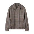 Blouson aviateur à carreaux vintage avec motif rétro et tissu matelassé en laine - XS / Carreaux Noirs