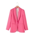 Vibrant hot pink women's blazer featuring a sleek shawl lapel and minimalist design - Hot Pink