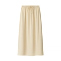 Minimalist beige long skirt with elastic drawstring waist and elegant flowy cut - S / Yellow Skirt