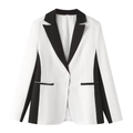 Blazer blanc pour femme avec finitions noires contrastées et fermeture à un bouton - S / Outerwear / Blazer Noir Et Blanc