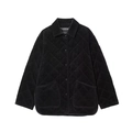 Veste matelassée en velours côtelé noir pour femme avec boutons et grandes poches - XS / Noir
