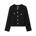 Klassiek zwart boucle tweed jasje voor dames met elegante goudkleurige reliëfknopen - XS / Zwart