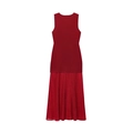 Elegante vestido largo rojo sin mangas de punto con falda plisada ajustada - S / Rojo