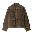 Giacca bomber in finta pelle scamosciata marrone con colletto e tasche a patta - XS / Marrone Scuro