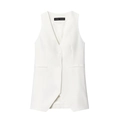 Dames gilet met V-hals, mouwloos en slanke pasvorm in zuiver wit met knopen - XS / Witte Top