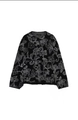 Veste noire à col rond pour femme avec imprimés floraux blancs et boutons métalliques - XS / Noir
