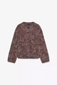 Veste matelassée brodée de fleurs marron foncé avec col rond et boutons - XS / café