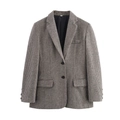 Giacca blazer classica con motivo pied-de-poule, revers a lancia e chiusura a due bottoni - XS / Houndstooth