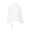 Witte dames blazer met V-hals, decoratieve sjaal en minimalistisch modern ontwerp - XS / Wit