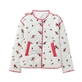 Veste matelassée courte pour femme avec base blanche et imprimé floral rose rouge - XS / Fleur Rouge
