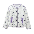 Veste matelassée pour femme en coton blanc avec imprimé floral violet et liserés - XS / Motif Floral Violet
