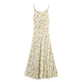 Robe midi élégante en satin à fleurs avec col bénitier et fines bretelles - XS / Motif Floral