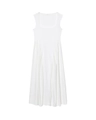 Robe blanche sans manches en tricot avec col carré et ourlet évasé à plis radiaux - Blanc