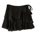 Minigonna nera a balze sovrapposte da donna con coulisse e perline metalliche - XS / Pantaloni culotte
