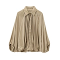 Khakifarbene Bomberjacke mit Plissee-Struktur und silbernem Reißverschluss - S / Khaki