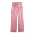 Detail van roze broek met wijde pijpen, elastische taille met koord en verticale ribtextuur - S / Roze Broek