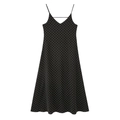 Elegantes ärmelloses Maxikleid mit schwarz-weißem Punktemuster, V-Ausschnitt und Trägern - XS / Schwarz