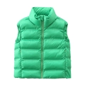 Women's bright green stand collar down vest with quilted texture and zipper pockets - XS / Green
