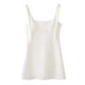 White mini dress with bow-tie shoulder straps and A-line silhouette in a clean finish - XS / White
