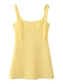 Yellow gingham check A-line mini dress with tie-straps and square neckline summer style - XS / Yellow Gingham