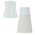 Elegantes Damen-Zweiteiler-Set mit weißem Tube-Top und Maxi-Rock aus Spitze - S / Weiß
