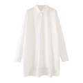 Oversized wit katoenen popeline shirt met onregelmatige splitzoom en lange mouwen - XS / Wit