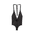 Stippen badpak met halternek en een zwarte 3D bloemversiering voor dames deze zomer - XS / Badpak Uit Eén Stuk Met 3D Bloem / Zwarte Polkadot