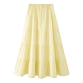 Jupe longue minimaliste jaune clair à volants avec taille élastique et cordon de serrage - Jaune