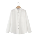 Camicia classica in lino bianco a maniche lunghe con tasca sul petto e bottoni di perla - XS / Bianco