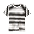 Slim fit κοντομάνικο μπλουζάκι με κλασικές ασπρόμαυρες οριζόντιες ρίγες και στρογγυλή λαιμόκοψη - M / Ασπρόμαυρες Ρίγες