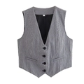 Gilet ajusté pour femme à col en V avec motif à carreaux noir et blanc classique - Carreaux Noir et Blanc
