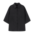 Chemise noire classique à manches courtes avec col à revers et coupe décontractée - XS / Noir