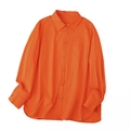 Damen Dreiteiler-Komponente mit einem leuchtend orangefarbenen langärmeligen Hemd - XS / Langarmhemd / Orange