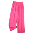Women's high waist wide leg trousers in vibrant fuchsia with elastic waistband - XS / Bottoms / Pink