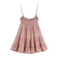 Pink tiered strap dress with crinkled texture and elastic smocked back detail - S / Pink